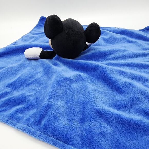 Disney Mickey Mouse Security Blanket Lovey Blue Velour Embroidered Letters Satin - Picture 4 of 8